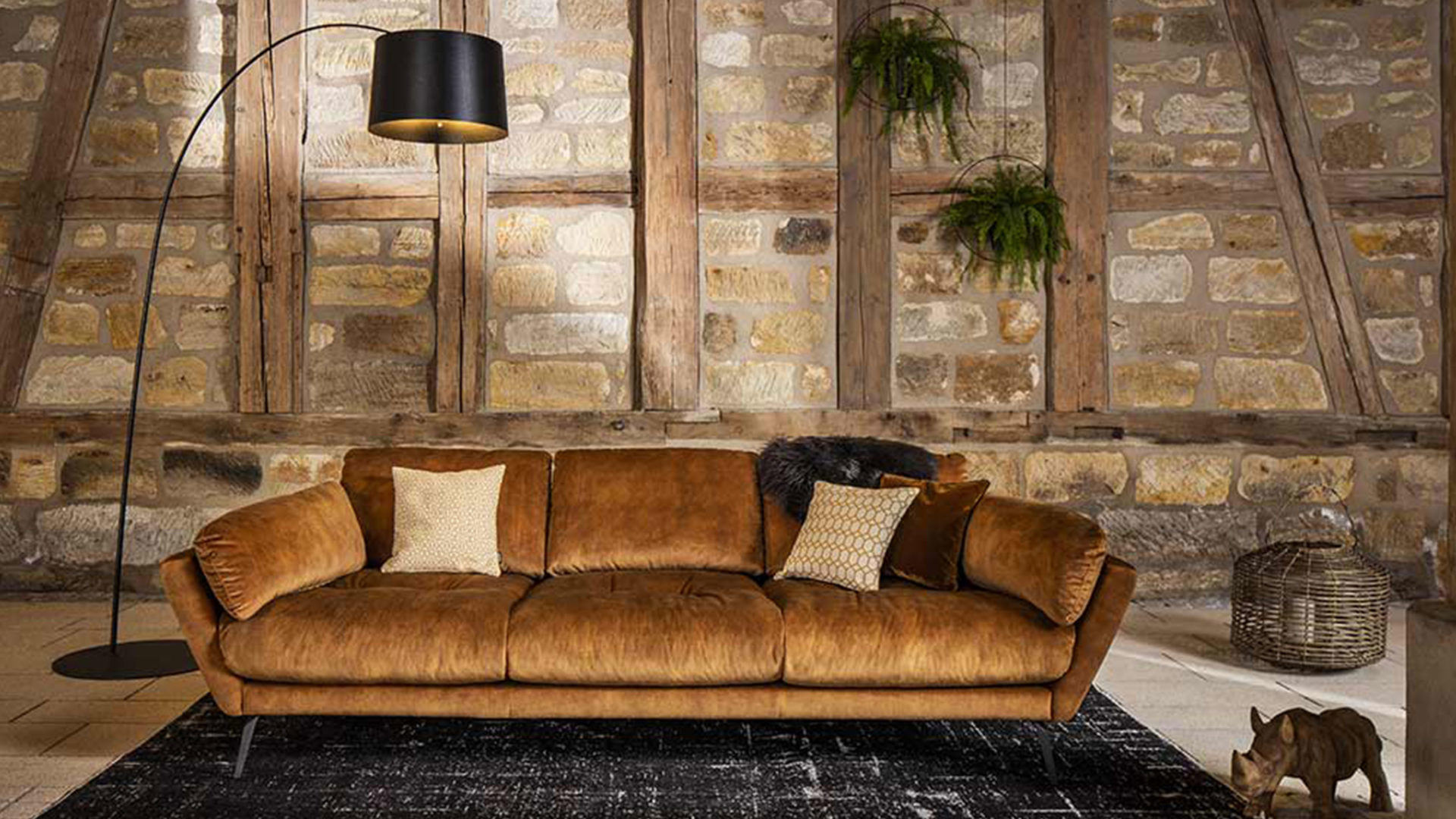 W. Schillig Art Deco Sofa Softy in Gold