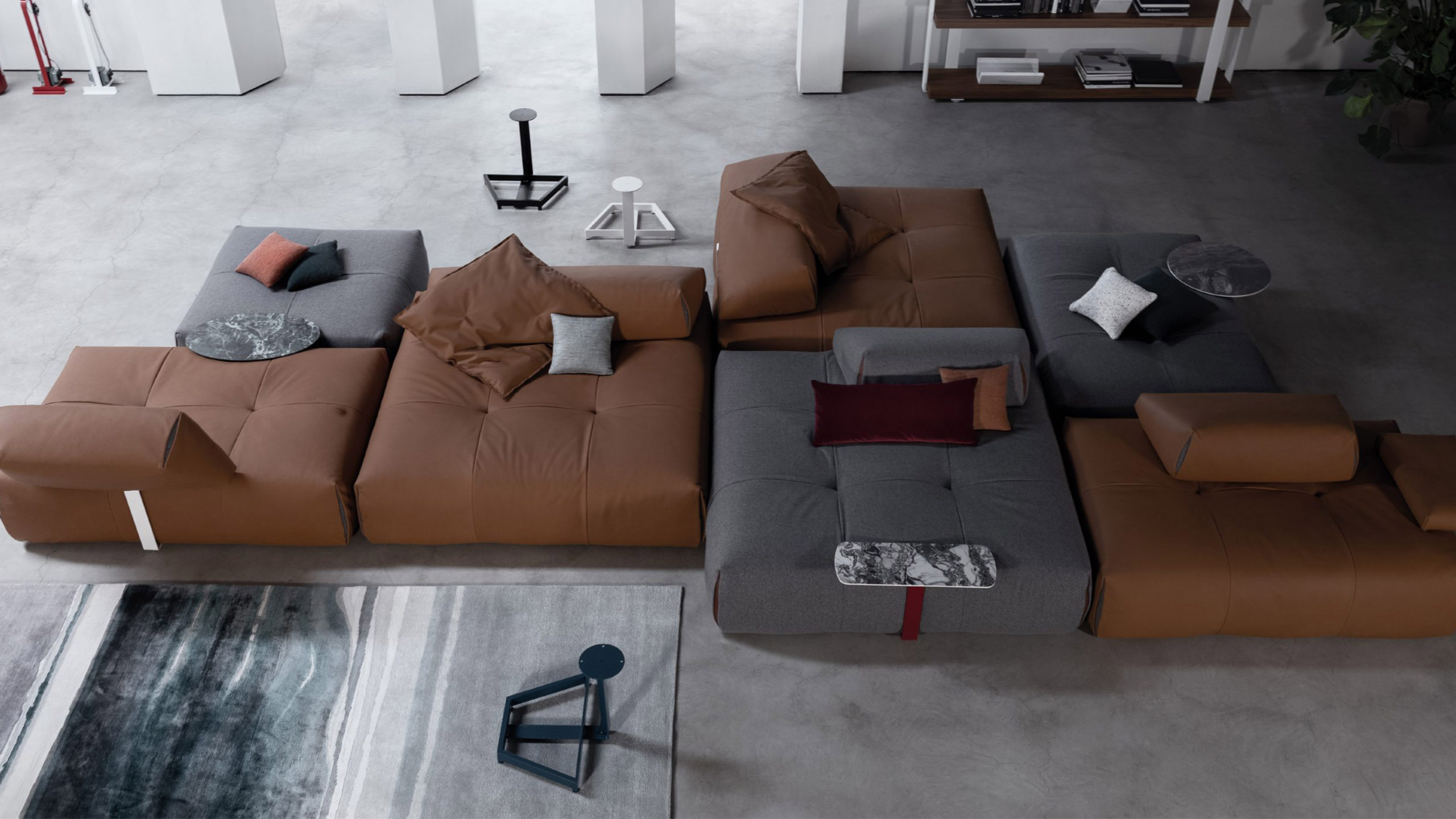 modulares big sofa cierre tab in braun grau