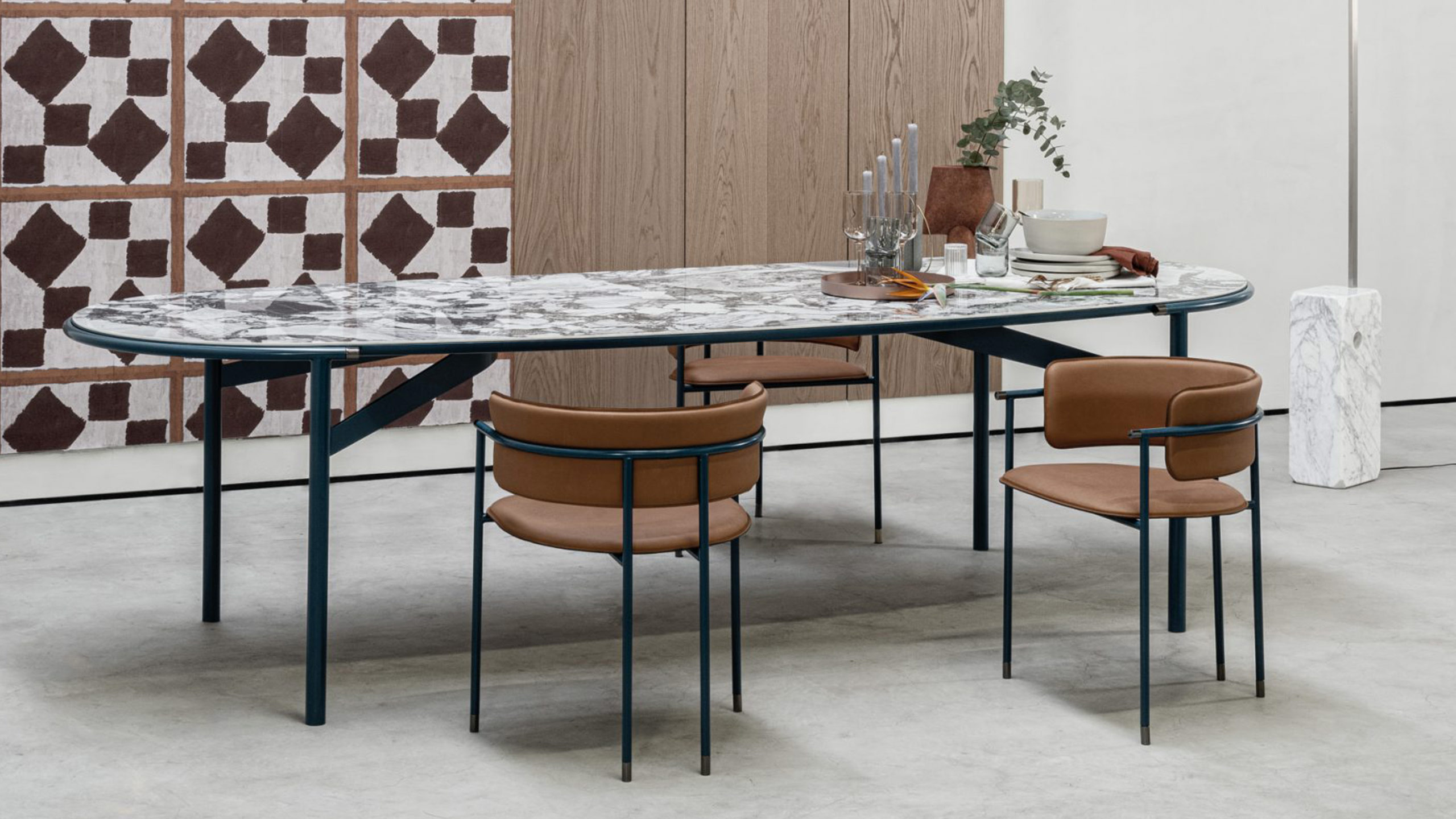 cierre sedia chair mit marmor esstisch