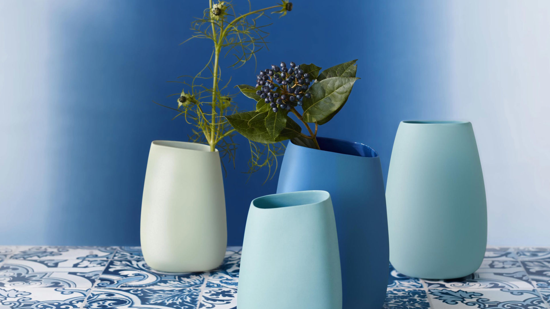 asa selection aqua blue blumenvase in türkis mint und blau