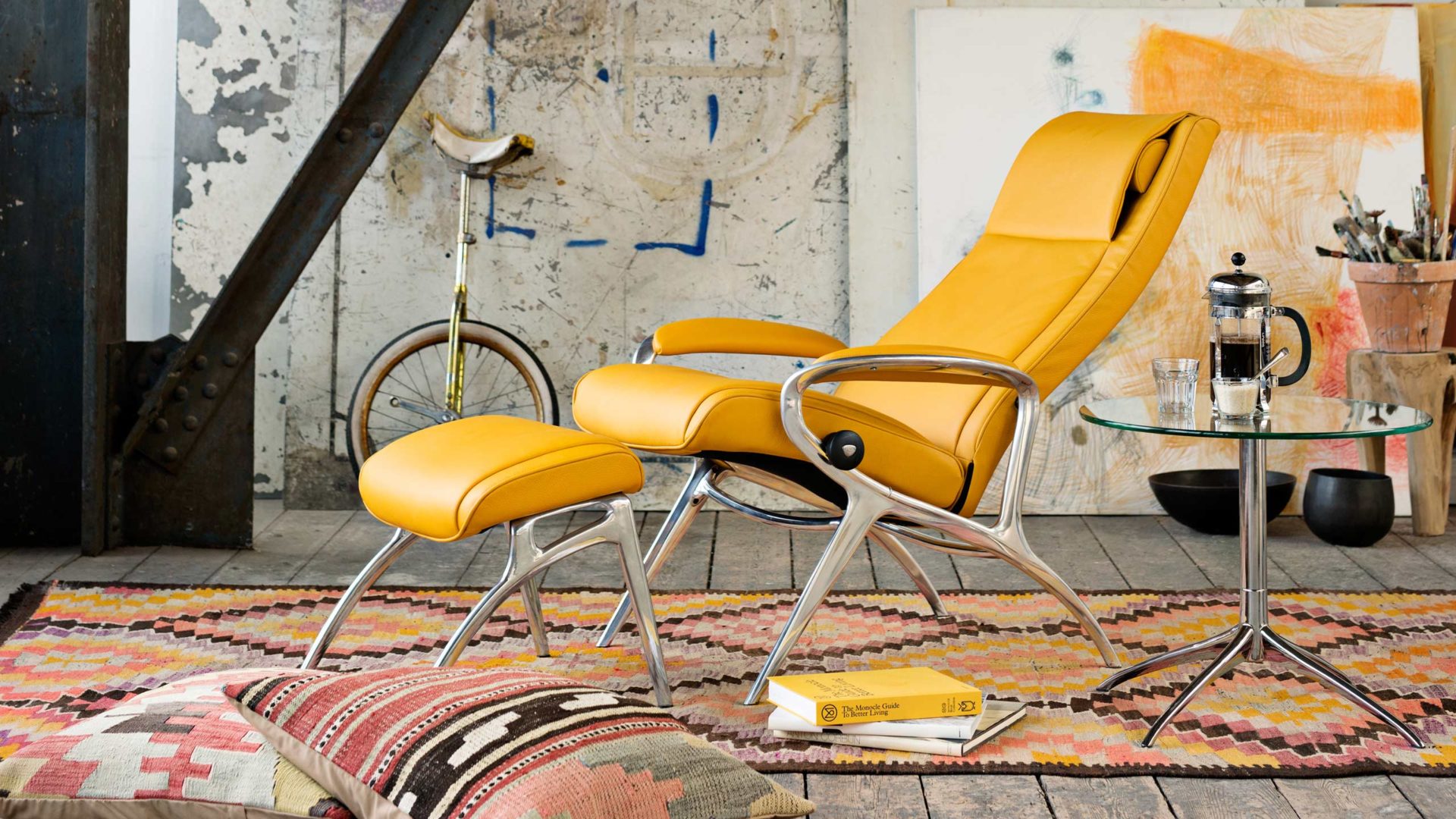 industrial style sessel von stressless in gelb