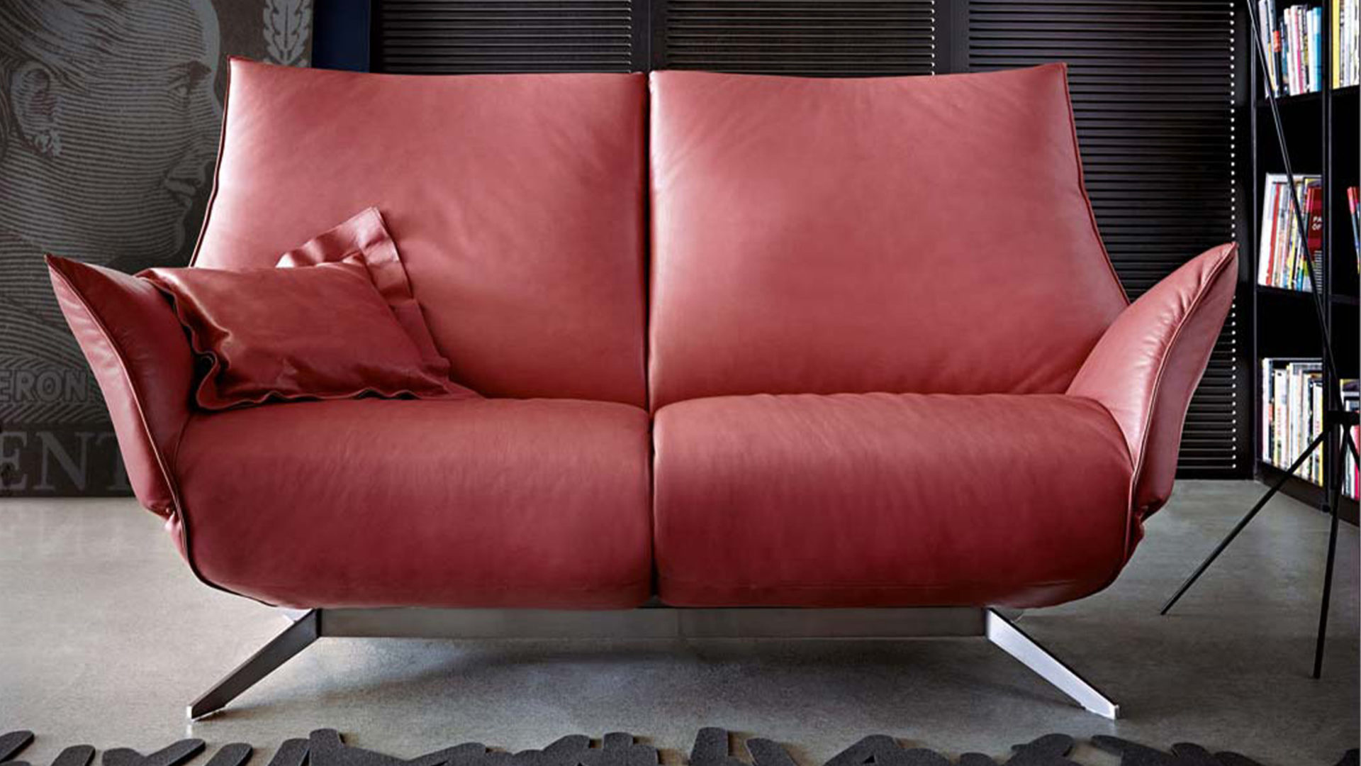 rotes 2-sitzer sofa koinor evita