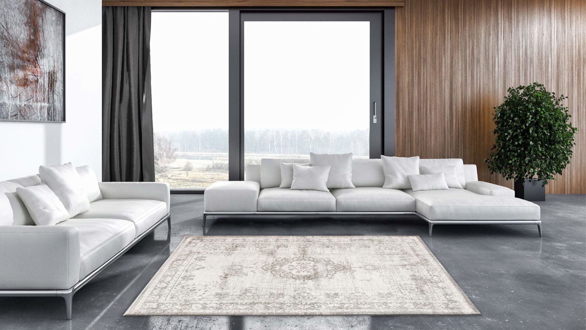 louis de poortere teppich medaillon creme