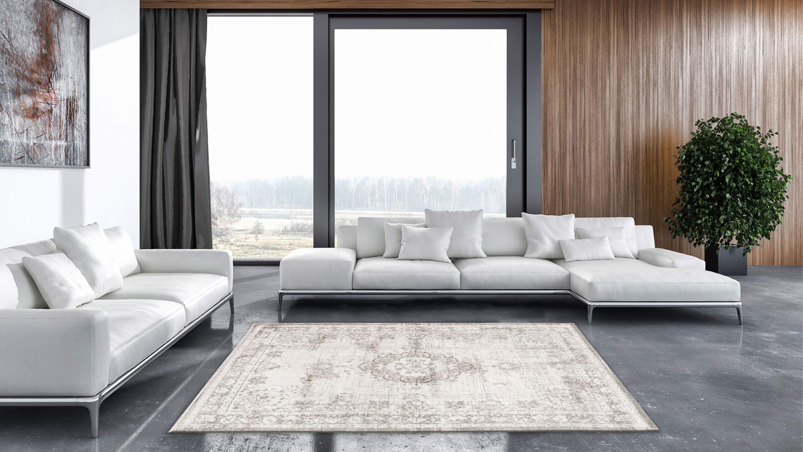 louis de poortere teppich medaillon creme