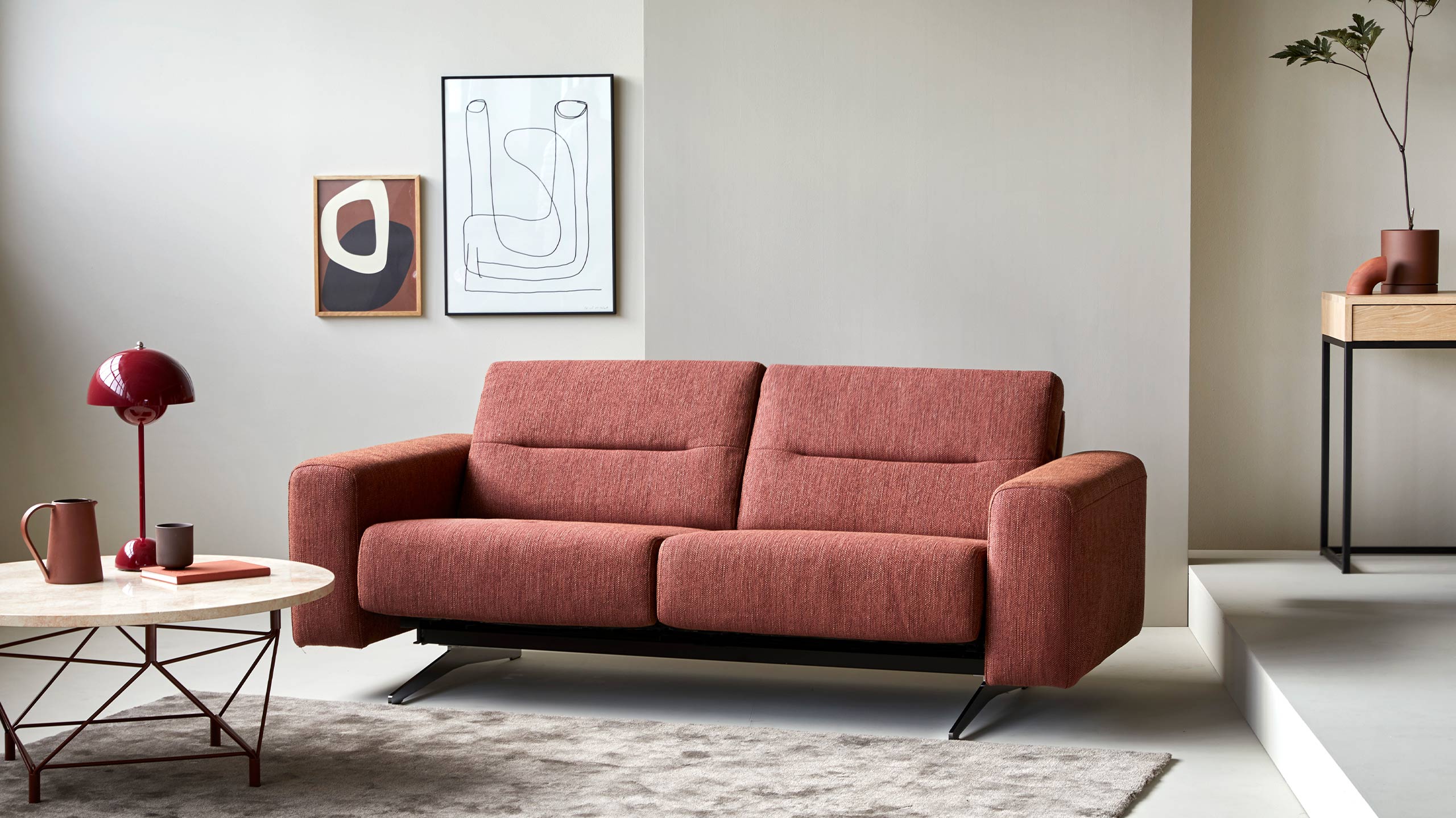Stressless stella im minimalismus retro wohnzimmer in rot
