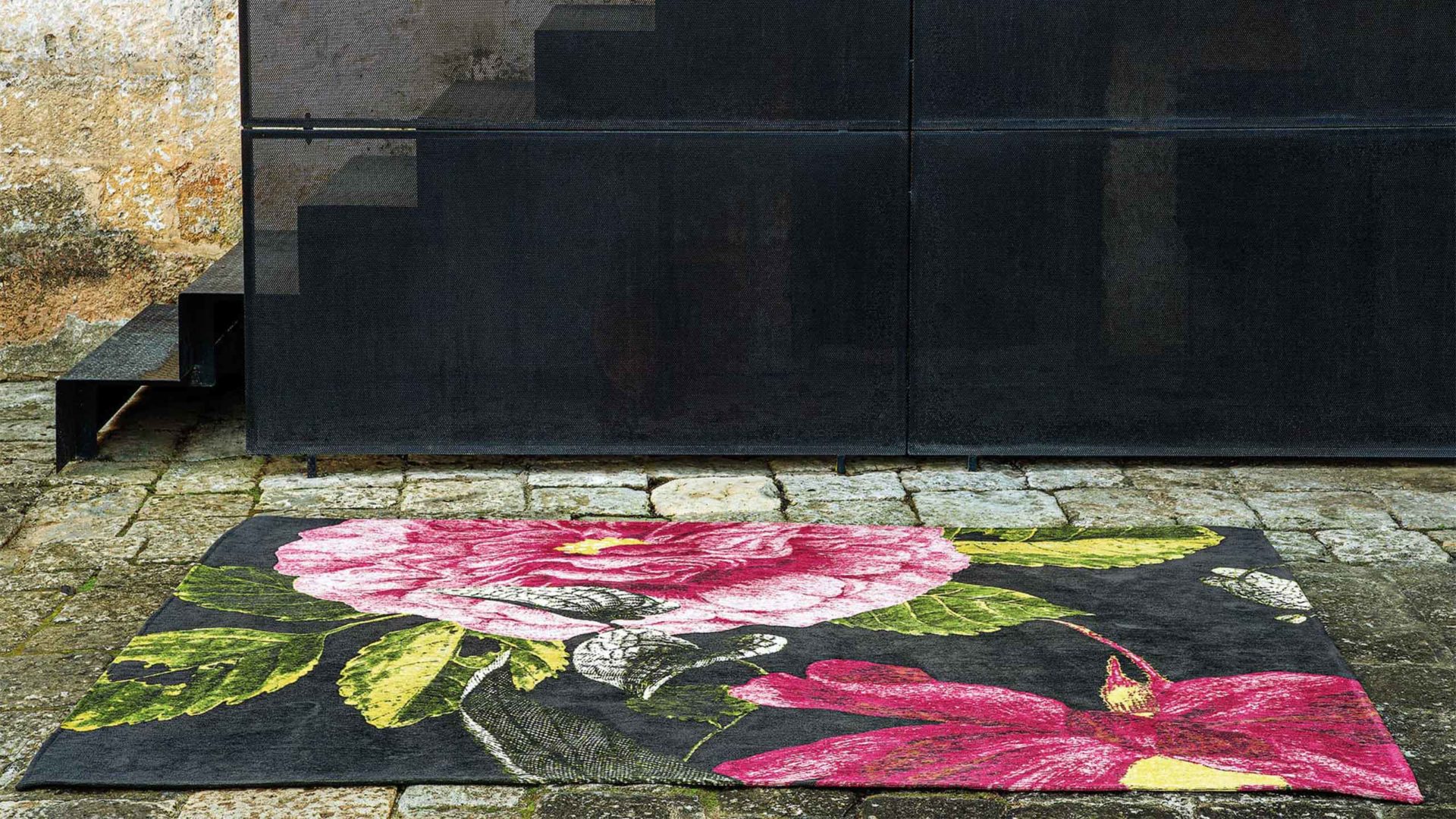 louis de poortere outdoorteppich aus der serie fischbacher interfloral multi mit blumenmuster