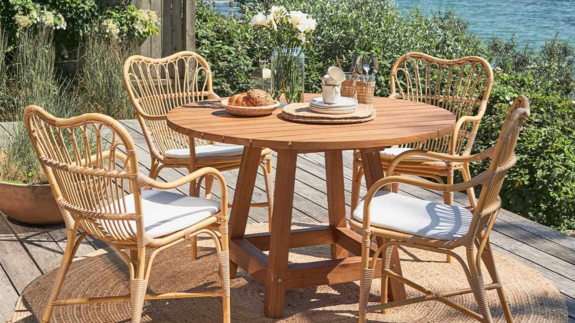 sika design george teak holz esstisch in rund für outdoor