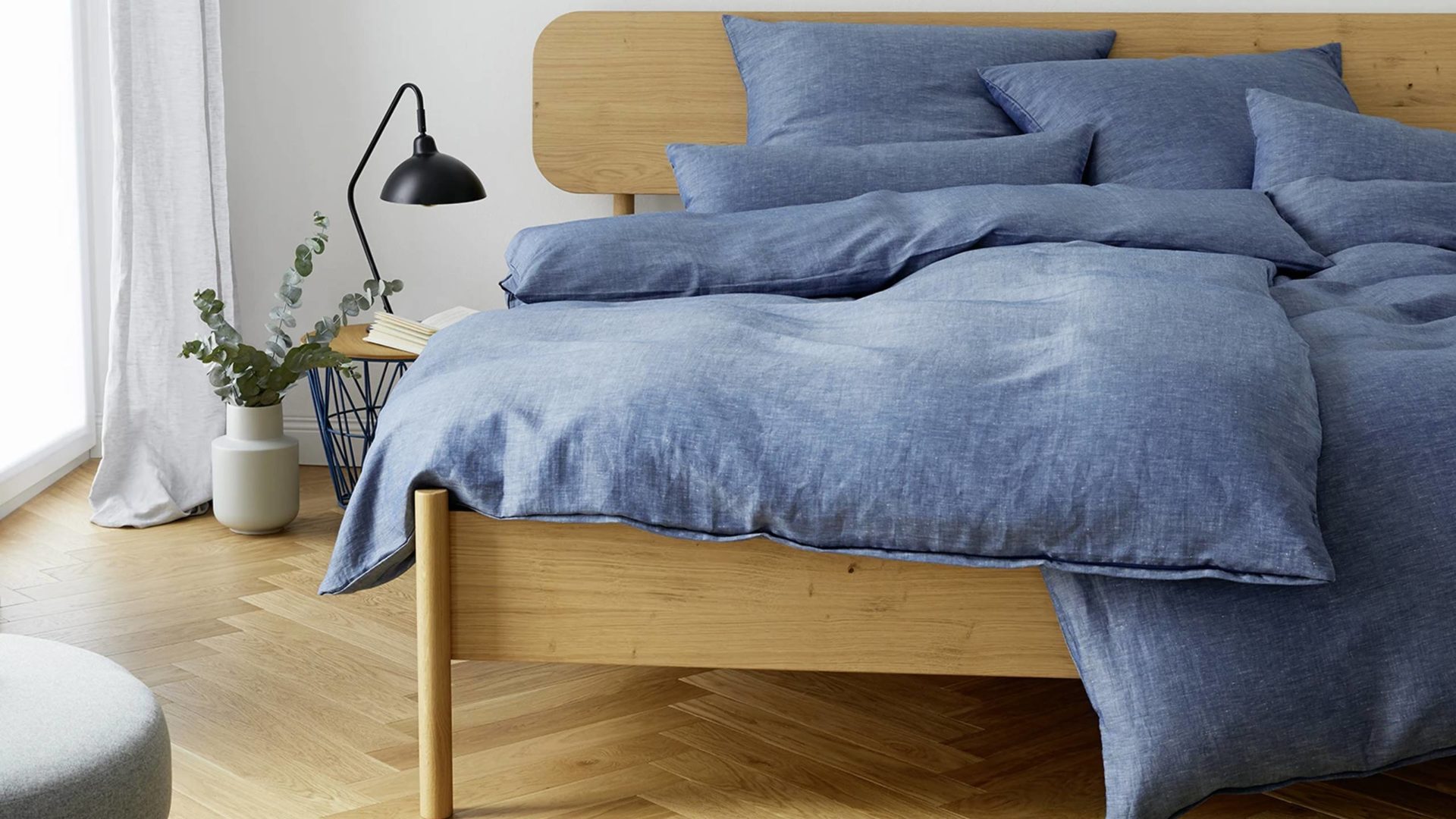 Elegante Breeze Bettwäsche aus Leinen in Blau
