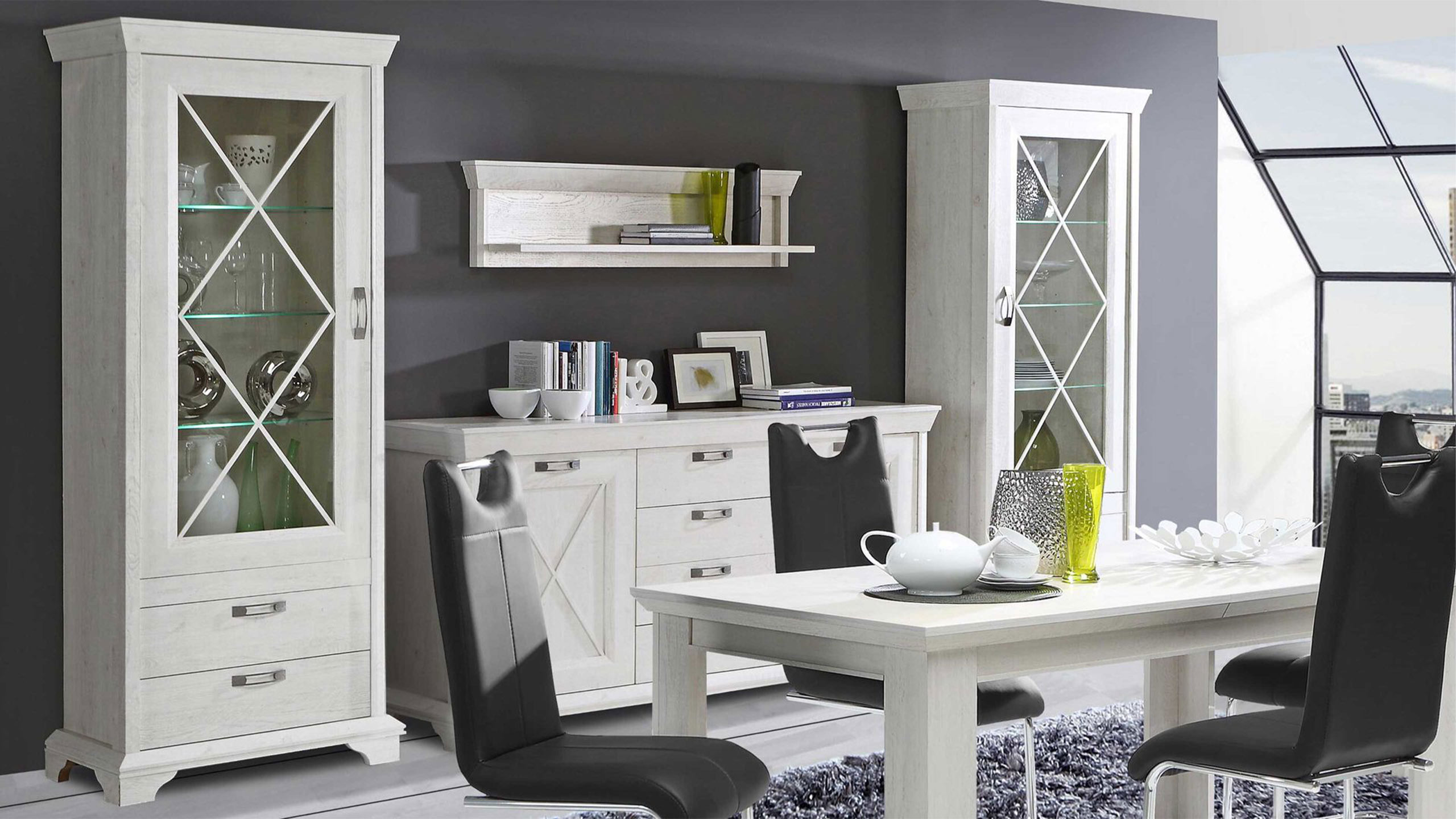 landhaus vitrine forte in weiß