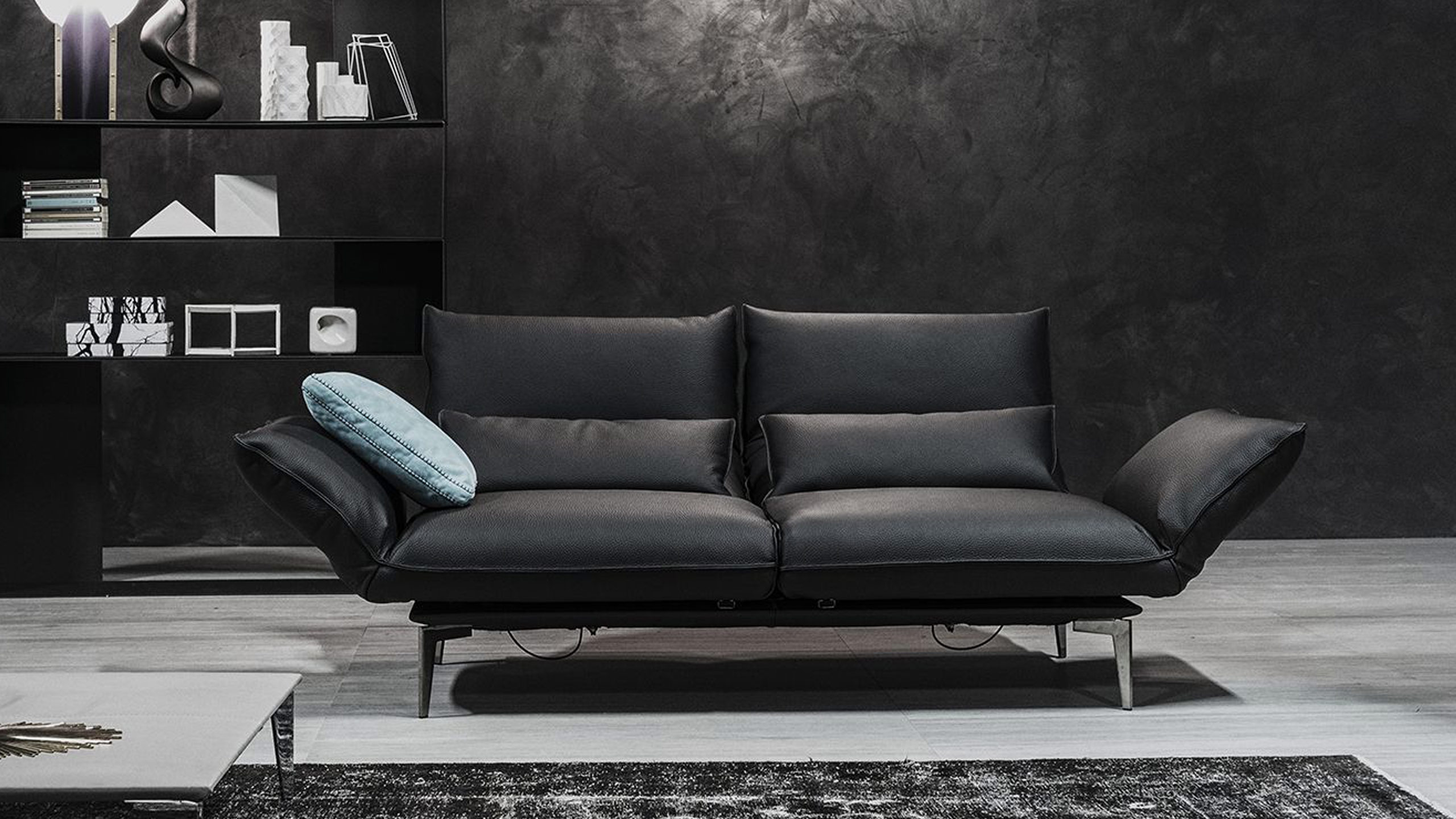 cierre merlino sofa in schwarzem leder