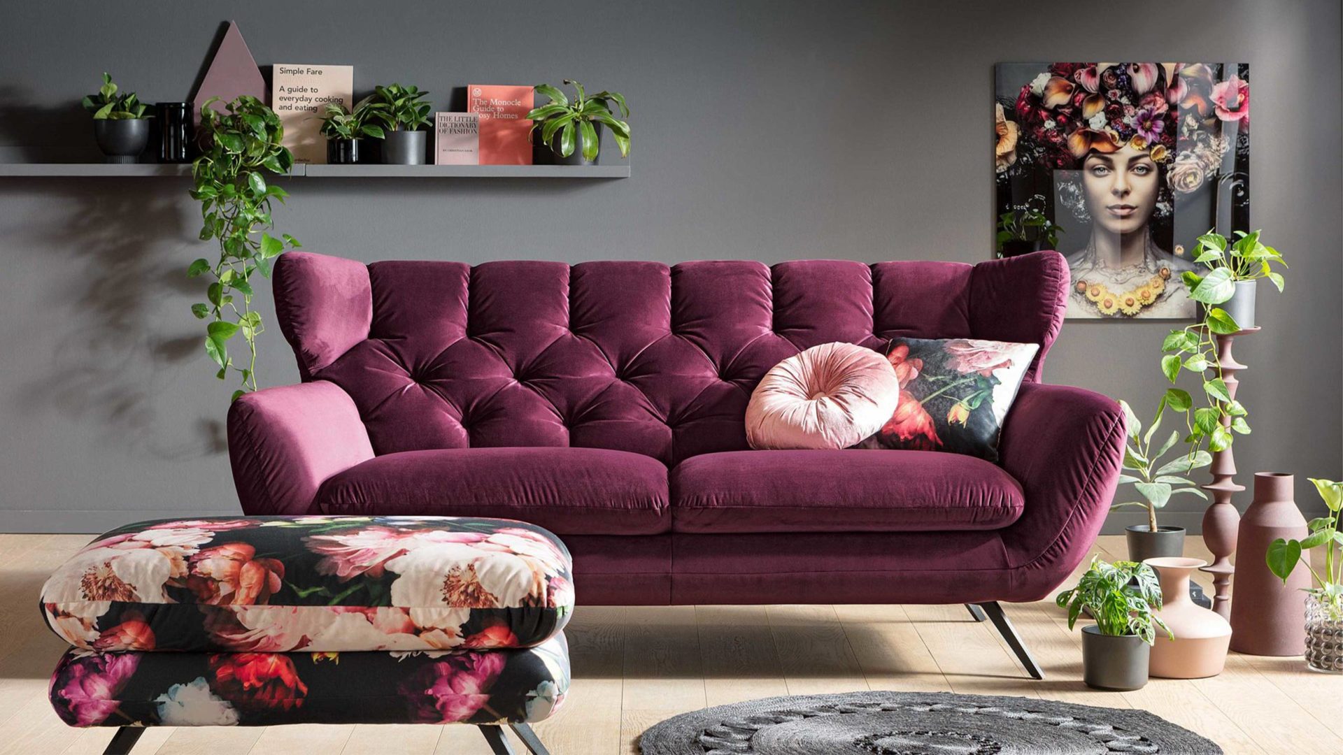 sofakultur sofa in magenta samt