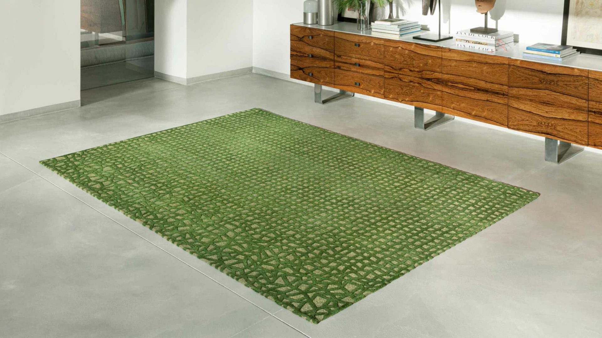 louis de poortere altagreen teppich in grün für den flur