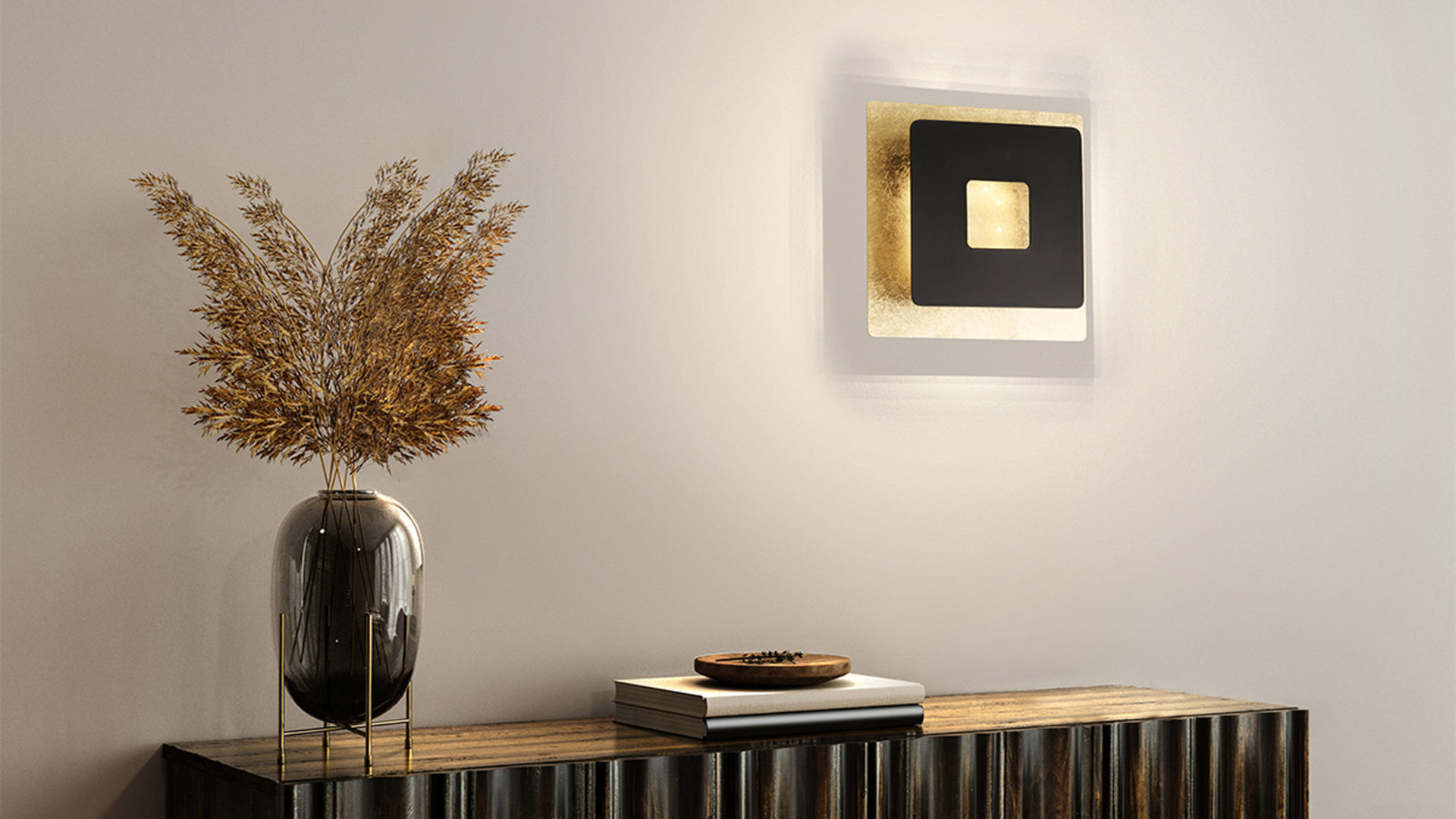 fischer & honsel hennes wandleuchte in gold schwarz