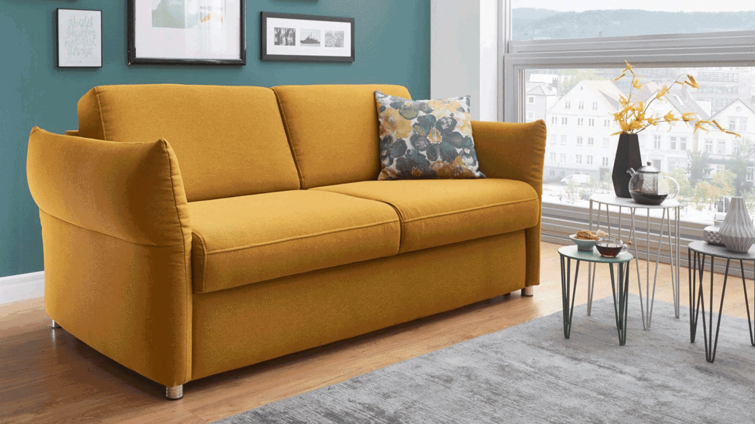 Dekori Schlafsofa Glori 206x87cm - Mit Bettkasten & MOS System In Creme