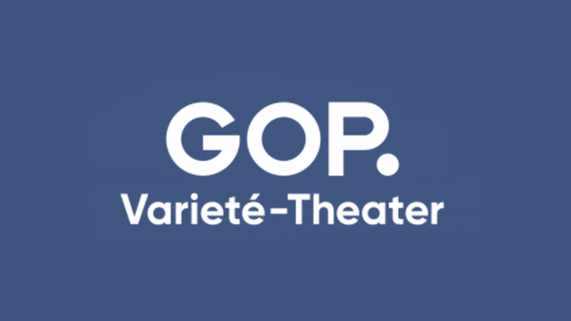weißes gob varieté theater logo vor blauem hintergrund