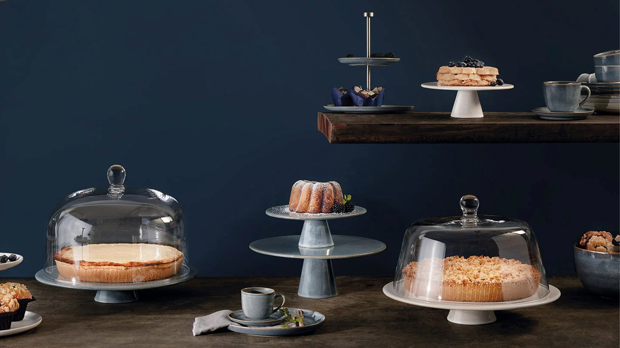 asa saisons baking geschirr tortenplatten und etageren in blau