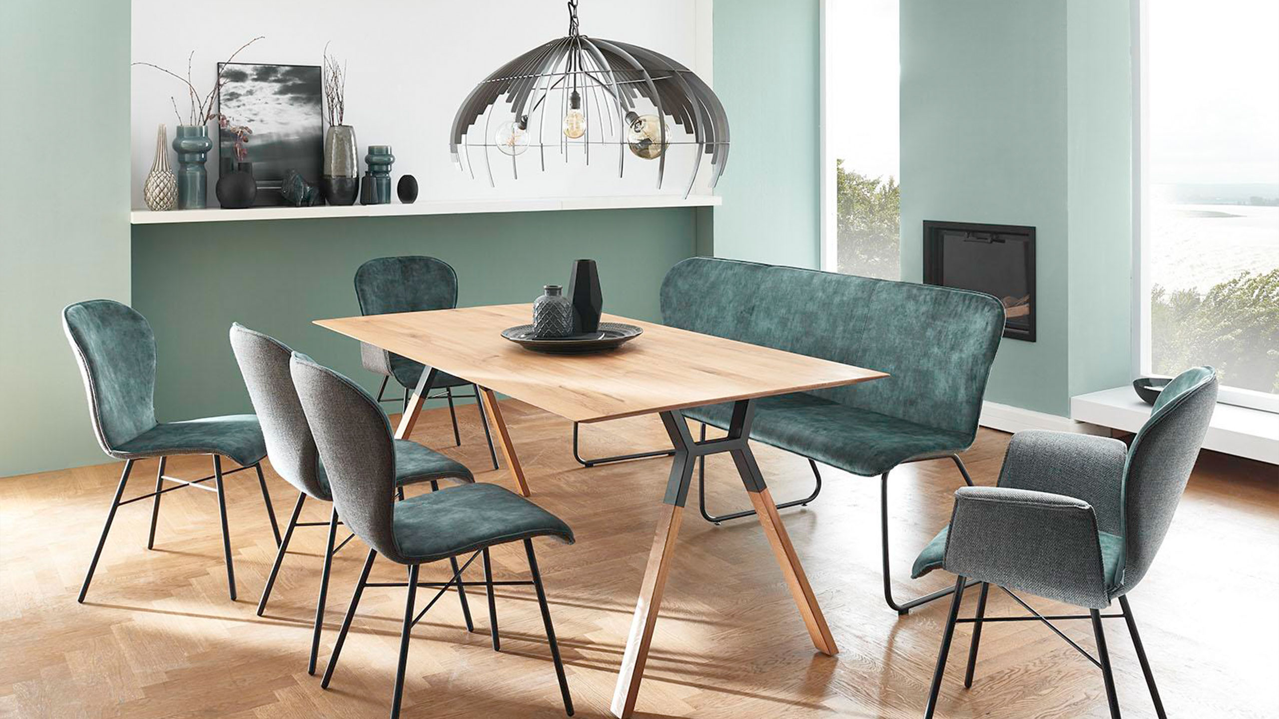 bert plantagie blake esszimmermmöbel mit esszimmerbank in blau grün