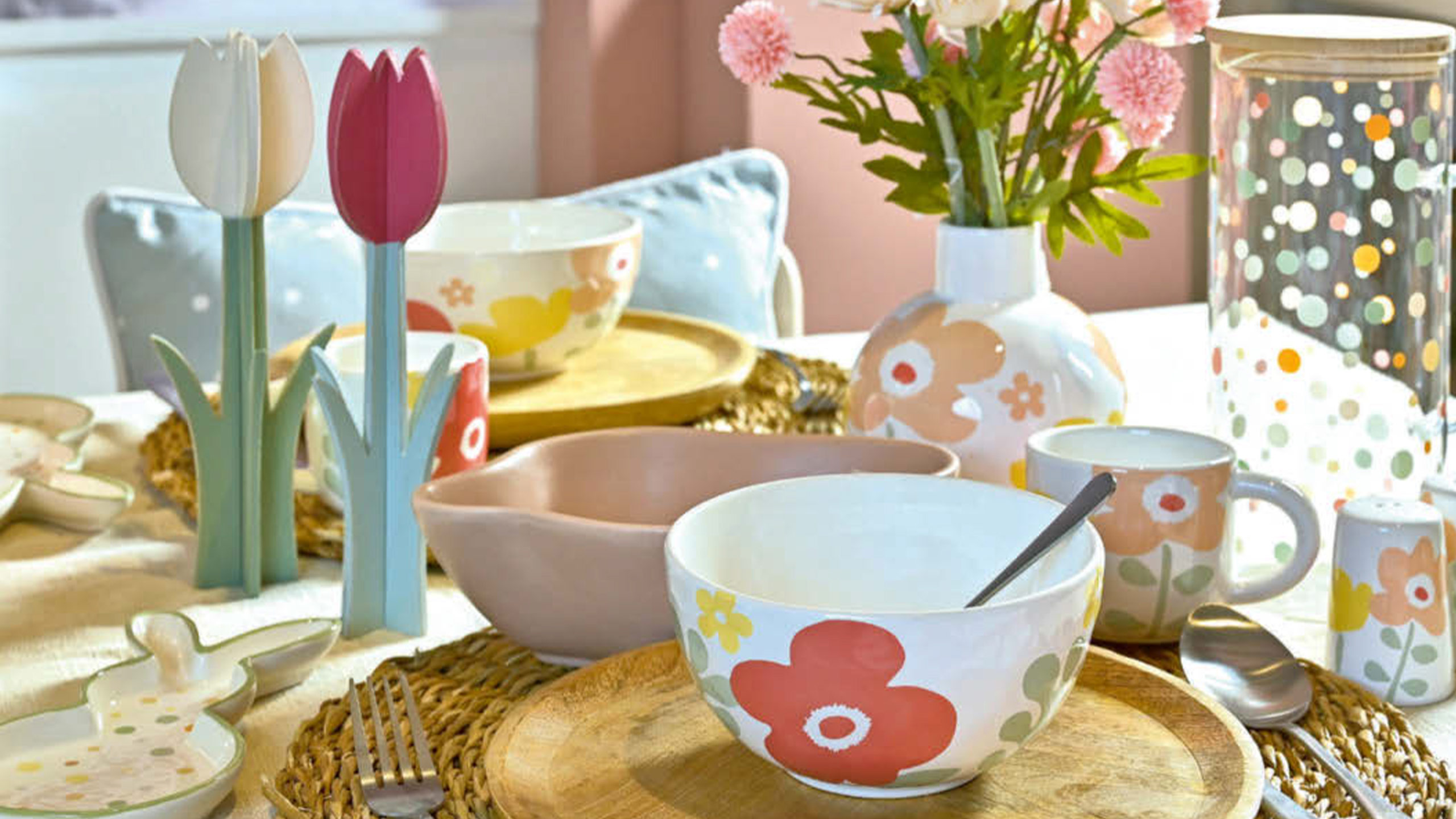 boltze tischdeko für den frühling mit tulpen