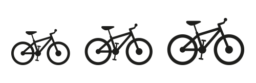 drei nebeneinander angereihte Fahrrad-Icons